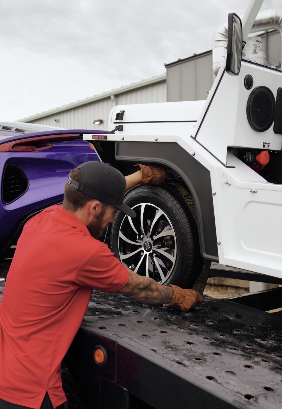 Securing a vehicle on the deck