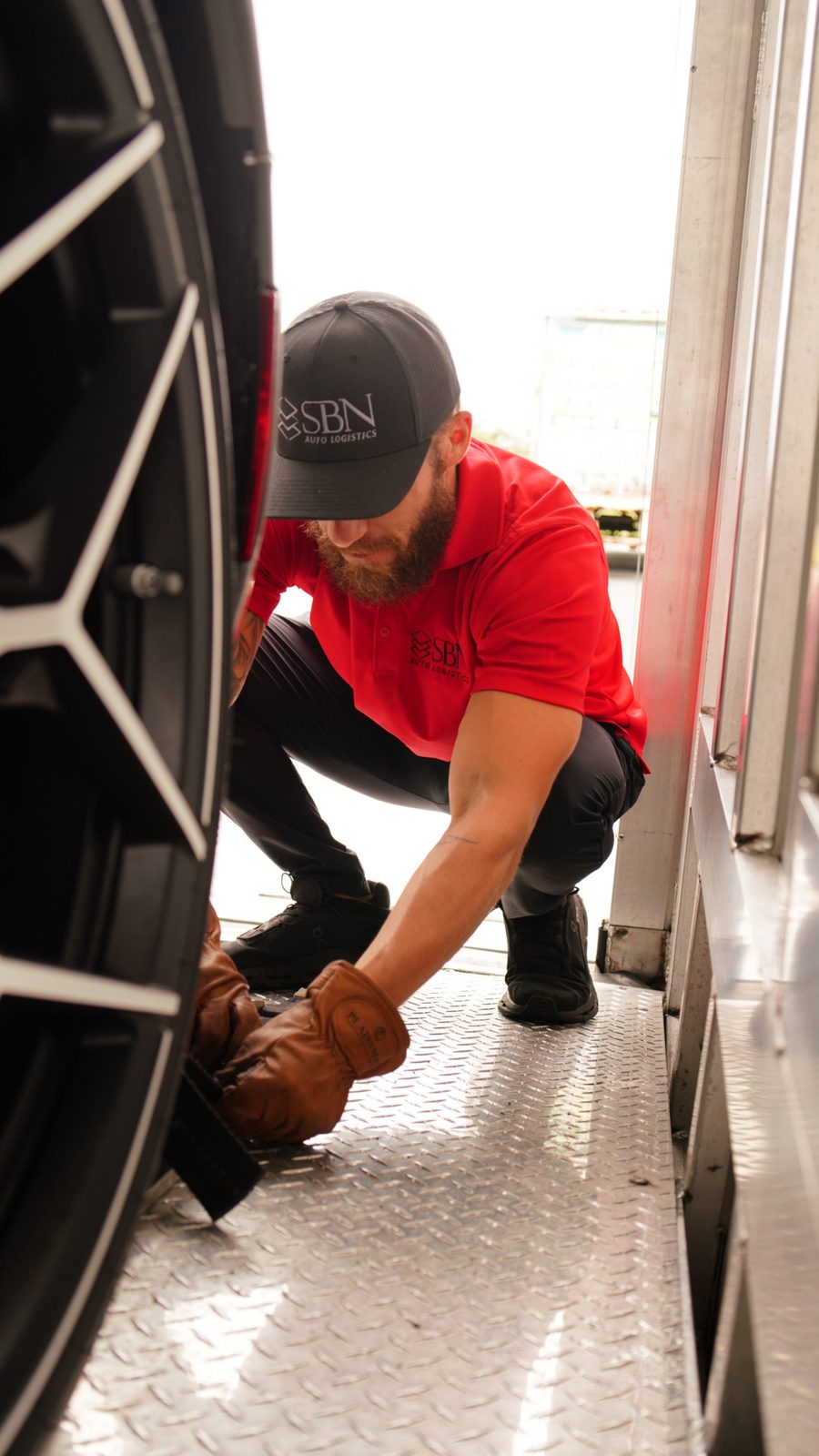 Wheel strap being secured