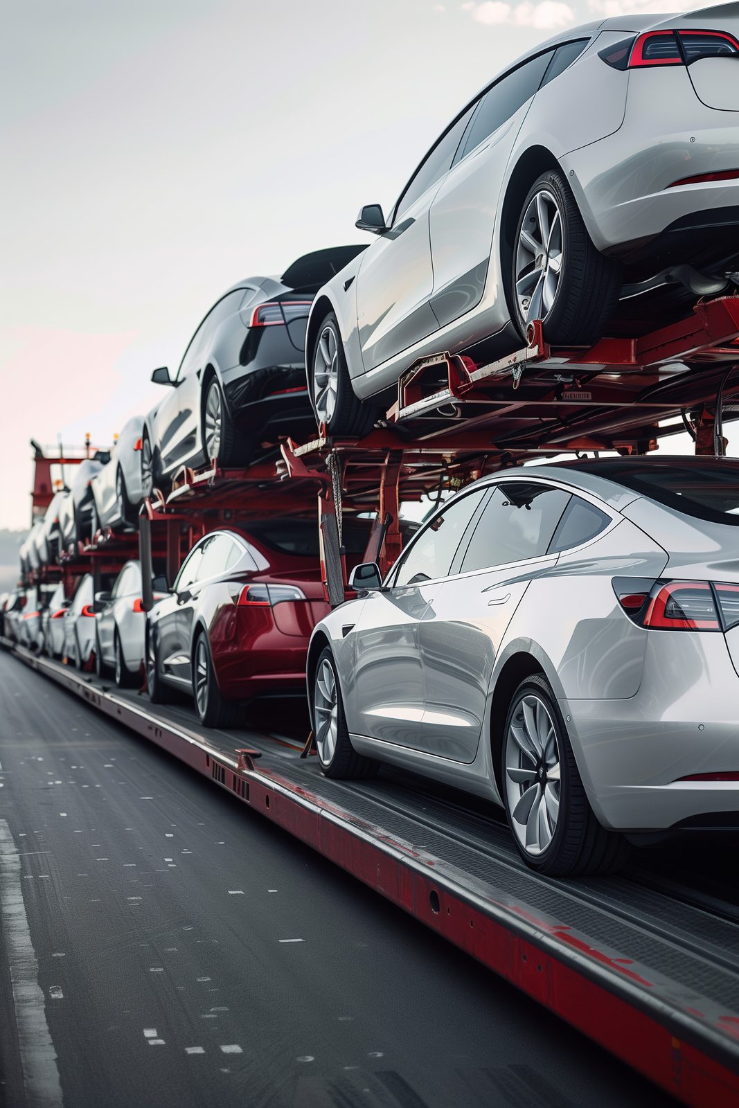 High-Volume Transport — fully loaded multi-car carrier
